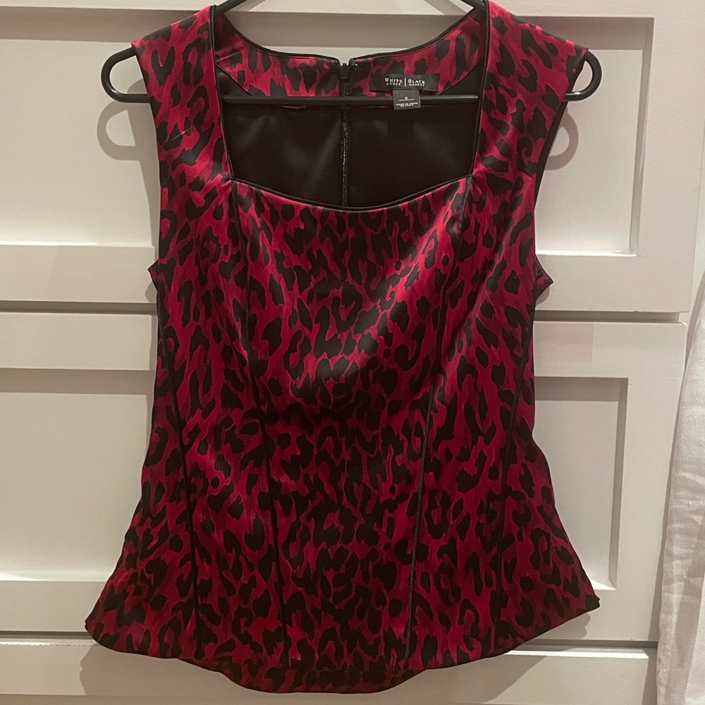 Red/black leopard corset top